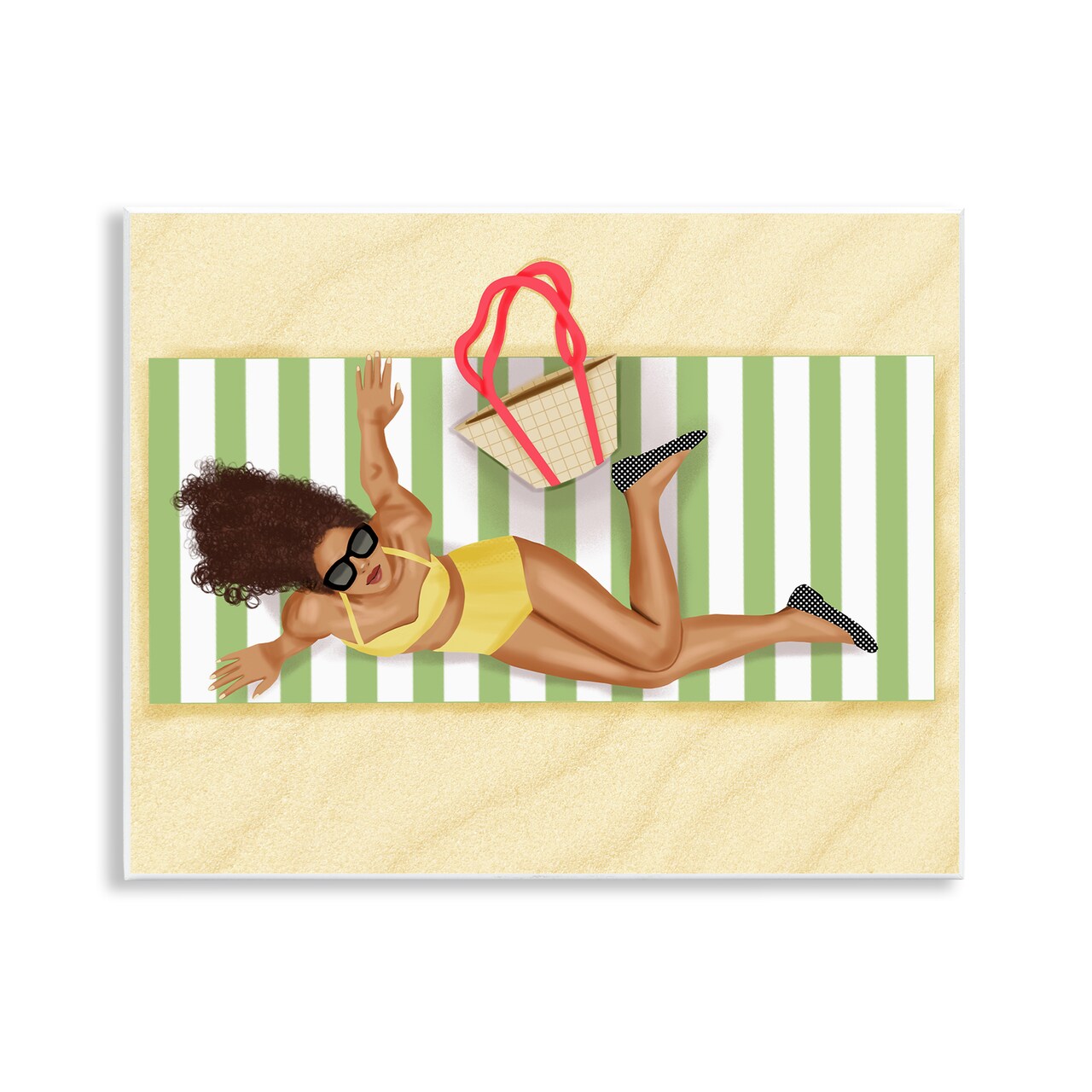 Stupell Industries Woman on Beach Blanket Wall Plaque Art Design by Saba Rauf